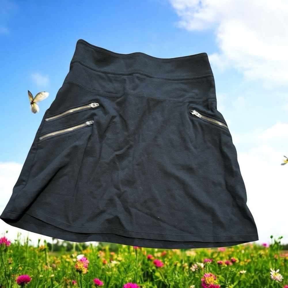 Athleta Sport Skirt Black Size 0‎ Zip Pocket Side  Triple Zipper  Skirt